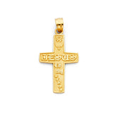 14K Yellow Gold Jesus Es Mi Senor Cross Pendant, small — Italian Fashions