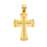 14K Yellow Gold Engraved Celtic-Style Cross Pendant