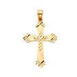 14K Yellow Gold Flared-End Engraved Cross Pendant