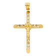 14K Yellow Gold Stone-Accented Bar Crucifix Pendant