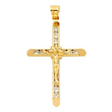 14K Yellow Gold Stone-Accented Bar Crucifix Pendant