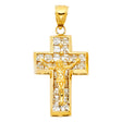 14K Yellow Gold Stone-Accented Framed Crucifix Pendant