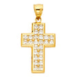 14K Yellow Gold Large Stone-Set Cross Pendant