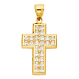 14K Yellow Gold Large Stone-Set Cross Pendant