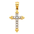 14K Gold Beaded-End Cross Pendant