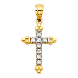 14K Gold Beaded-End Cross Pendant