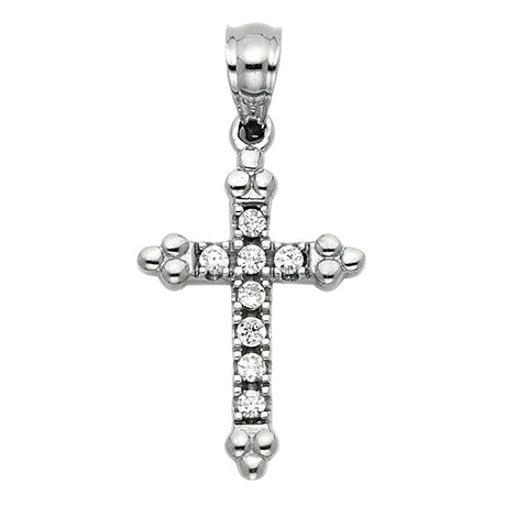 14K Gold Beaded-End Cross Pendant
