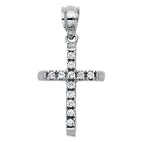 14K White Gold Pave Cross Pendant