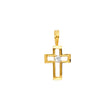 14K Yellow Gold CZ Cross Pendant