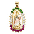 14K Tricolor Gold CZ Our Lady of Guadalupe Pendant