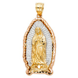 14K Tricolor Gold Our Lady of Guadalupe Pendant