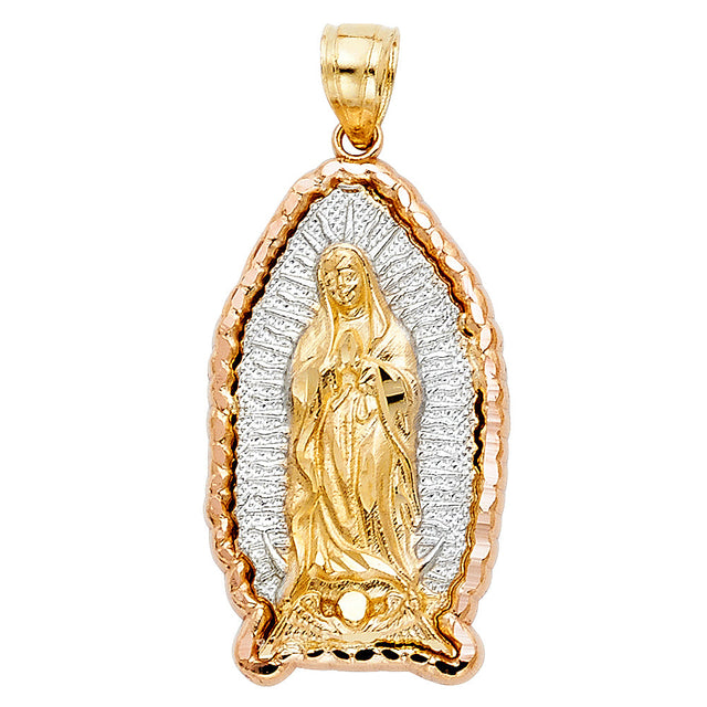 14K Tricolor Gold Our Lady of Guadalupe Pendant