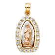 14K Tricolor Gold CZ Our Lady of Guadalupe Pendant