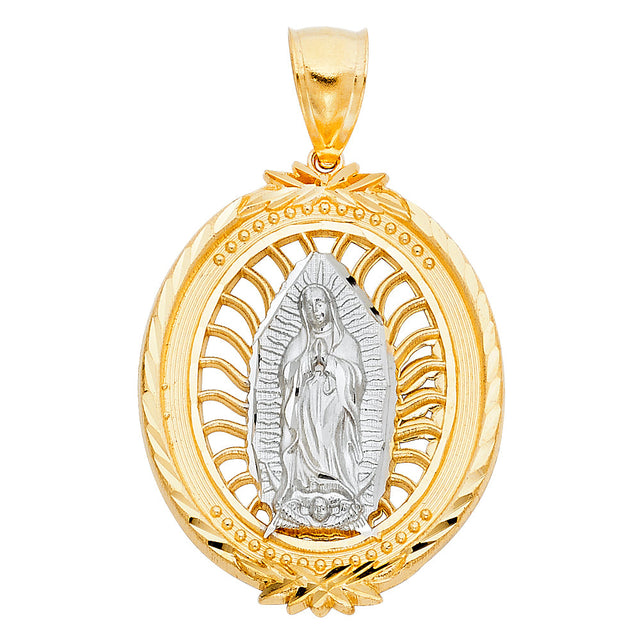14K Two-Tone Gold Our Lady of Guadalupe Pendant