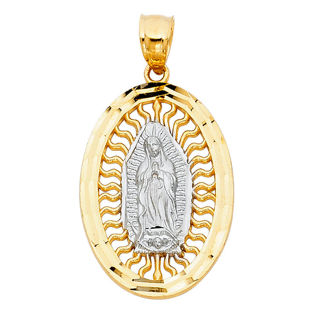 14K Two-Tone Gold Our Lady of Guadalupe Pendant
