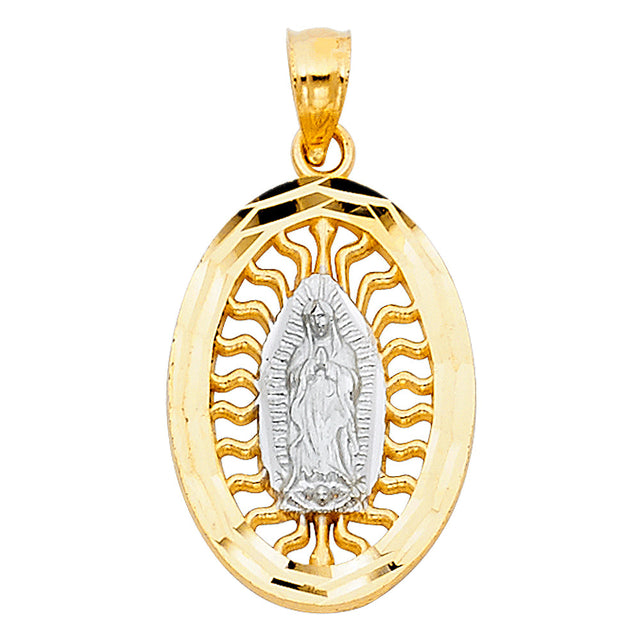 14K Two-Tone Gold Our Lady of Guadalupe Pendant