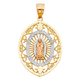 14K Tricolor Gold Our Lady of Guadalupe Pendant