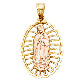 14K Two-Tone Gold Our Lady of Guadalupe Pendant