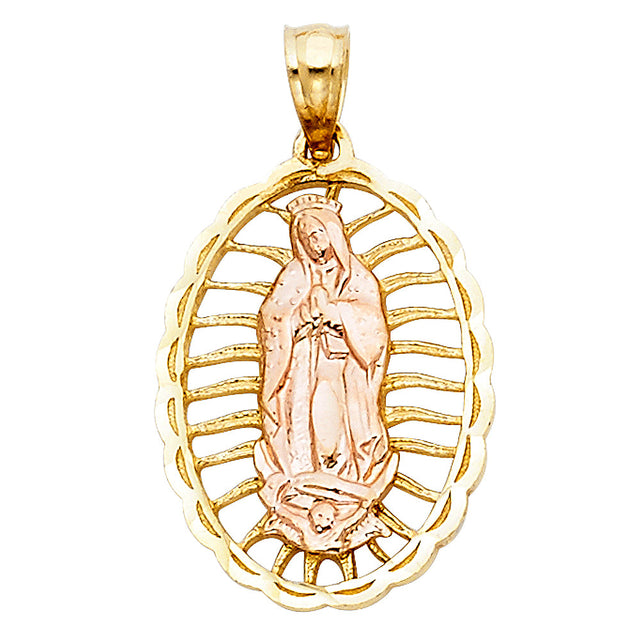 14K Two-Tone Gold Our Lady of Guadalupe Pendant