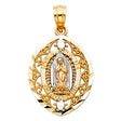 14K Tricolor Gold Our Lady of Guadalupe Pendant