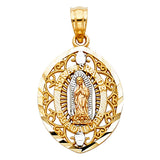 14K Tricolor Gold Our Lady of Guadalupe Pendant