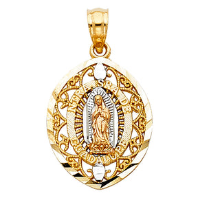 14K Tricolor Gold Our Lady of Guadalupe Pendant