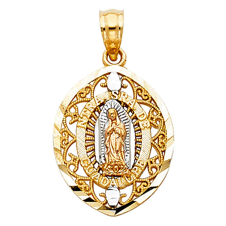 14K Tricolor Gold Our Lady of Guadalupe Pendant
