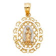 14K Tricolor Gold Our Lady of Guadalupe Pendant