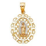 14K Tricolor Gold Our Lady of Guadalupe Pendant