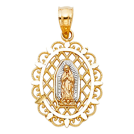 14K Tricolor Gold Our Lady of Guadalupe Pendant