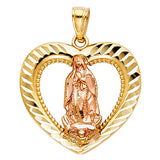 14K Two-Tone Gold Our Lady of Guadalupe Pendant