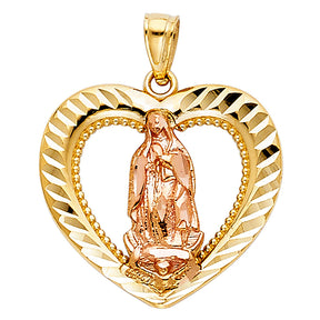 14K Two-Tone Gold Our Lady of Guadalupe Pendant