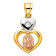 14K Tricolor Gold CZ Our Lady of Guadalupe Pendant