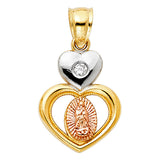 14K Tricolor Gold CZ Our Lady of Guadalupe Pendant