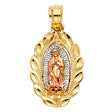 14K Tricolor Gold Our Lady of Guadalupe Pendant