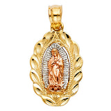 14K Tricolor Gold Our Lady of Guadalupe Pendant