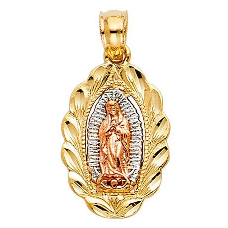 14K Tricolor Gold Our Lady of Guadalupe Pendant