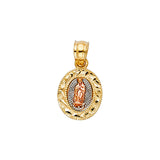14K Tricolor Gold Our Lady of Guadalupe Pendant