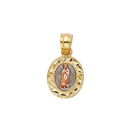 14K Tricolor Gold Our Lady of Guadalupe Pendant