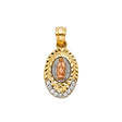 14K Tricolor Gold CZ Our Lady of Guadalupe Pendant