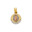 14K Tricolor Gold CZ Our Lady of Guadalupe Pendant