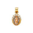 14K Tricolor Gold CZ Our Lady of Guadalupe Pendant