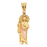 14K Two-Tone Gold CZ St. Jude Thaddeus Pendant