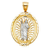 14K Two-Tone Gold CZ St. Jude Thaddeus Pendant