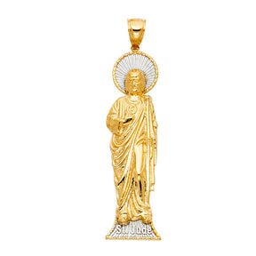 14K Two-Tone Gold CZ St. Jude Thaddeus Pendant