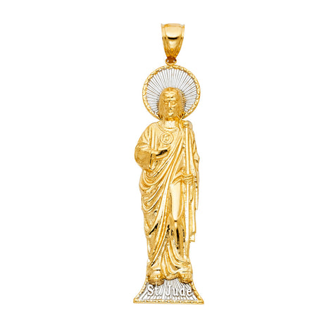 14K Two-Tone Gold CZ St. Jude Thaddeus Pendant