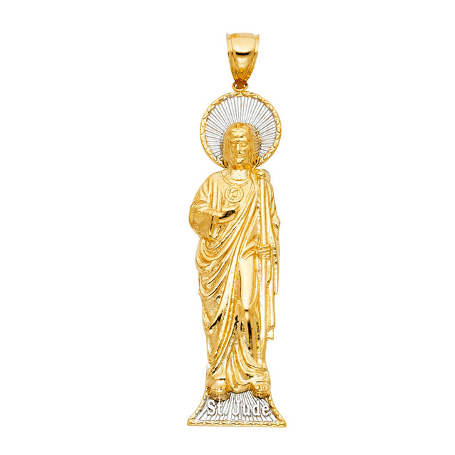 14K Two-Tone Gold CZ St. Jude Thaddeus Pendant