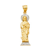 14K Two-Tone Gold CZ St. Jude Thaddeus Pendant