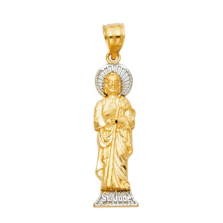 14K Two-Tone Gold CZ St. Jude Thaddeus Pendant