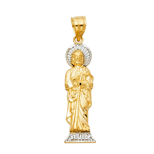 14K Two-Tone Gold CZ St. Jude Thaddeus Pendant